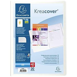 Exacompta 58209E Kreacover map (van stevig PP 800µ, met 20 hoezen, DIN A4, 21 x 29,7 cm) 1 stuk wit