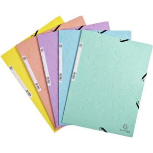 5 x Elastomap Exacompta Aquarel * 3-kleps * A4 * glanskarton * assorti