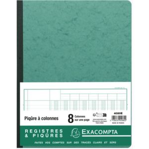 EXACOMPTA REGISTER 32X25 CM - 8 KOLOMMEN OP 1 PAGINA - 33 LIJNEN - 80 BLAD - GEASSORTEERD