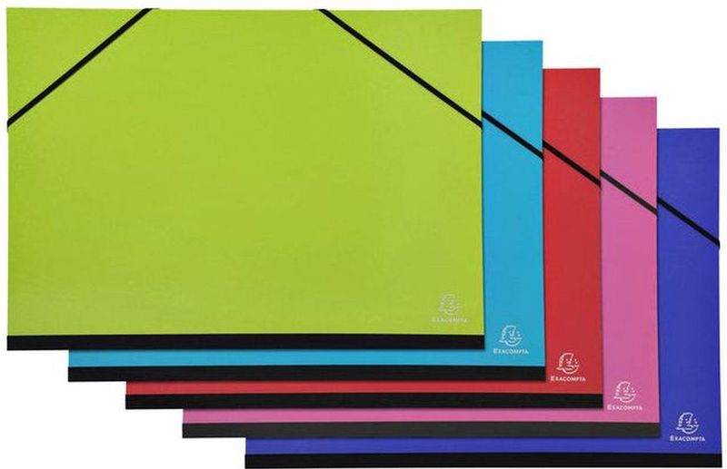 Excacompta tekenmap Iderama 32 x 45 cm, pak van 5 stuks in geassorteerde kleuren