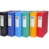 Exacompta 6 stuks hoogwaardige verzamelboxen met elastiek, 80 mm breed, van gekleurd karton met rugetiket voor DIN A4-formaat gesorteerd 50830E