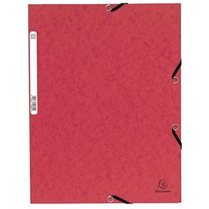 Exacompta 55305E 10-pack inslagmap. Gemaakt van extra sterk Colorspan karton DIN A4 met 3 kleppen en elastieken rode verzamelmap documentenmap ideaal voor kantoor en school