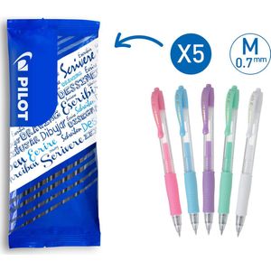 PILOT G2, gelpen, set van 5 (pastelroze, blauw, paars, groen, wit)