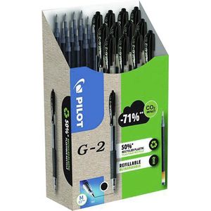 Pilot Green Pack G-2 set van 12 Gelpennen en 12 Navullingen - Zwart