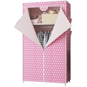 Slaapkamerkasten, draagbare kledingkast, stoffen kledingkast, draagbare kledingkastplanken met ophangrail, canvas kledingkast met ophangrail, opvouwbare kast, grijs-70 x 45 x 160 cm (kleur: roze,