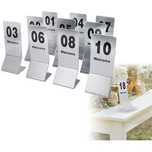 Tabel Numbers,Tabel Nummer Signs, Metalen tafelkaarten 1-25 1-50 roestvrijstalen stapelbare tafelnummers, dubbelzijdige nummers, plaatskaartenhouders for restaurants nummerborden (Color : 44951, Siz
