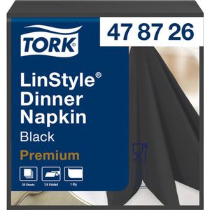 Dinnerservetten Tork  LinStyle 1/4-vouw 1-laags 50st Zwart 478726