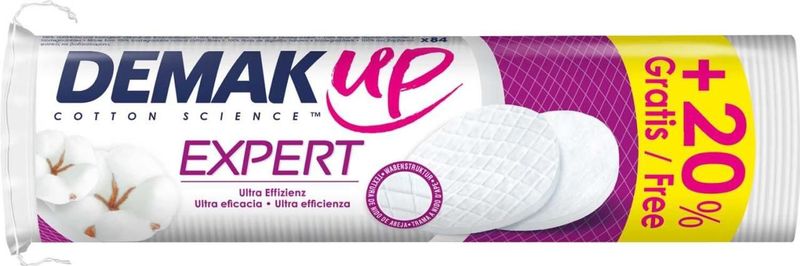 70 + 14 GRATIS: DEMAK UP Wattepads EXPERT 2-lagig weiß, 70 St. + GRATIS 14 St.