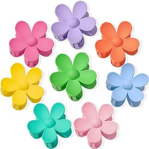 Bloemhaarclips 8 stuks grote clips, grote schattige haarclips, grote haarklemmen, voor dames en meisjes, dik haar, grote madeliefjes, haarclips, mat, klemclips, antislip, sterke hold voor dun haar, 8