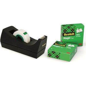 Plakbandhouder Scotch C38 + 3 rollen Magic 810 19mm  x 33meter