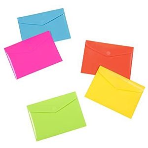 Viquel 25 stuks DIN A5 enveloppen met klittenbandsluiting - dubbele zak van kunststof - 5 kleuren gesorteerd