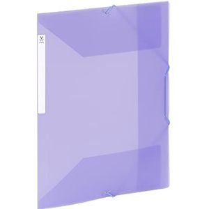 Viquel - Opbergmap met 3 kleppen van kunststof met grote capaciteit - A4 ordnerbox met identificatielabel - Doorschijnend paars