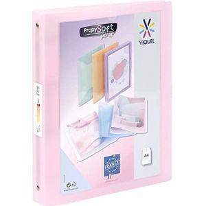 Viquel - Flexibele map A4 MAXI aanpasbaar - 4 ringen - rug 4 cm - Voor A4 documenten - Doorschijnend roze