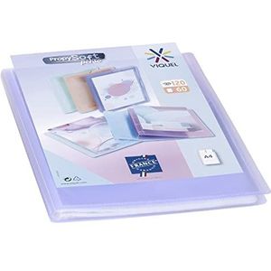 Viquel Documentenmap, A4-formaat, voor 120 weergaven (60 hoesjes) Propysoft, transparante en gladde hoesjes, transparant violet