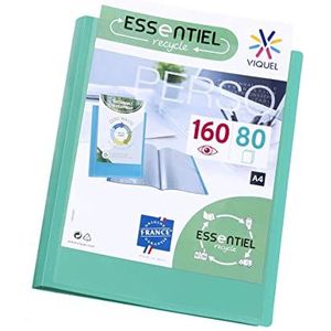 Viquel - Zichtmap voor 160 weergaven A4 - Aanpasbare binder - Gladde en transparante hoezen - Recycle Essential - Groen