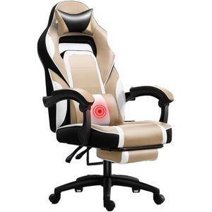 Massage-gamingstoel For Volwassenen, Bureaustoel Met Intrekbare Voetsteun, Verstelbare Armleuning, Ergonomische Computerstoel (Color : E)