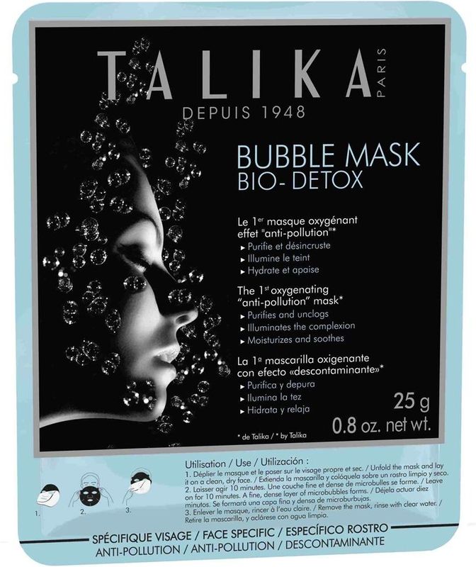 Talika - Face Bubble Mask - Bio-Detox - Bamboo Charcoal - 5 Stuks
