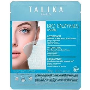 Talika Biologische enzymen masker hydraterend gezichtsmasker met biocellulose - vochtmasker tegen droge huid - verzorgingsmasker 'als een tweede huid'