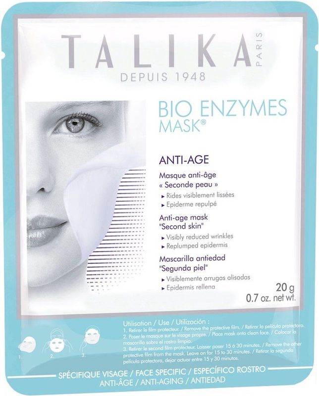Talika - Bio-Enzymen Masker - Anti-Aging - Biocellulose - Verkwikkend Effect
