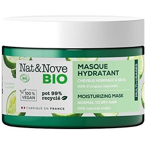 Nat&Nove Bio - 3-in-1 hydraterend masker met biologisch komkommerextract - Hydrateert en ontwart - Normaal tot droog haar - Pot - 300 ml