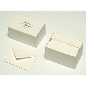 Lalo 92300L Kaartengeschenkdoos Mode de Paris (25% haders met 30 kaarten Vergé papier 300 g, 97 x 152 mm, met middeleeuwse Vergé Edge, 30 rubberen enveloppen, gevoerd, 100 x 159 mm, 1 verpakking) wit