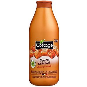 Cottage Gel Douche & Bain Lait Hydratant 97% d'Ingrédients d'Origine Naturelle, 750ml -Fabriqué en France - Tendre Caramel