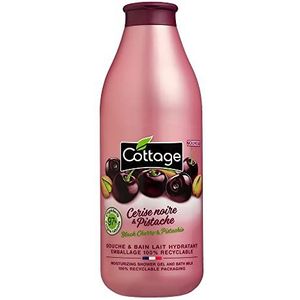 Cottage Douche & Bad hydraterende melk - zwarte kers en pistache, 97% ingrediënten van natuurlijke oorsprong, 750 ml