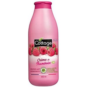 Cottage Hydraterende melkdouchegel – biologische frambozencrème – 97% ingrediënten van natuurlijke oorsprong – fles van 100% plantaardige oorsprong – gemaakt in Frankrijk – 550 ml