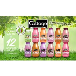 Cottage Speciale aanbieding 10 douches hydraterende melk 250 ml + 2 douches scrub 270 ml - 12 stuks