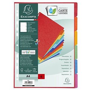 Exacompta - Ref. 89 uur: register van echte, glanzende kaart, 400 g/m², FSC, met 6 neutrale tabs, indexpagina meegeleverd, formaat voor het organiseren van A4, afmetingen: 22,5 x 29,7 cm, verschillende kleuren