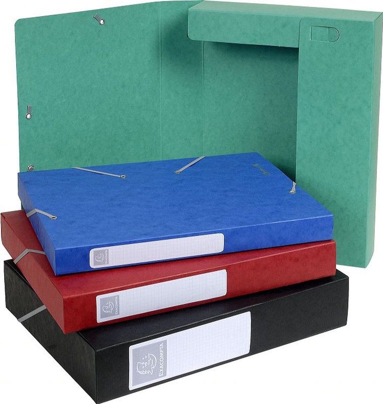 Exacompta - Ref 14000H - Cartobox Pressboard archiefdoos - 25 x 33 cm, geschikt voor A4-documenten, elastische banden op 2 hoeken, 40 mm rug, FSC-gecertificeerd - diverse kleuren (Pack van 10)