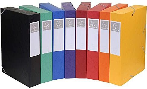 Exacompta - Ref 19500H - Cartobox Pressboard archiefdoos - 25 x 33cm, geschikt voor A4-documenten, elastische banden op 2 hoeken, 50 mm rug, FSC-gecertificeerd - diverse kleuren (verpakking van 10)