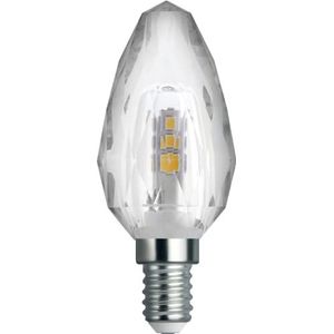 DEBFLEX Ledlampen, spaarlamp, lamp met sokkel, vlam, komt overeen met halogeenlamp, lamp C37 kristal, SMD glas, helder, E14, 3,5 W, 4000 K, 300 lm