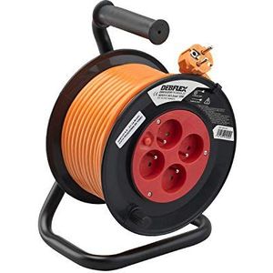 Debflex 601259 kabelhaspel knutselen HO5VV-F 3G1.5, 4P kabelonderbreker, 25 m, oranje