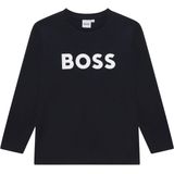 BOSS - Katoenen T-shirt - Zwart - Lange Mouwen - Kinderen - Regular-Fit