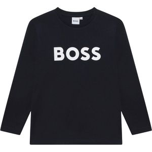 BOSS - Katoenen T-shirt - Zwart - Lange Mouwen - Kinderen - Regular-Fit