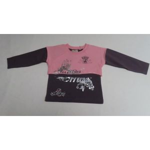 T-Shirt met lange mouw - Meisje - Roze , Paars , Zilver - 2 jaar 86