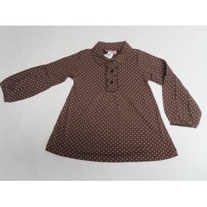 Blouse - Meisje - Bruin met witte stippen - 2 jaar 92