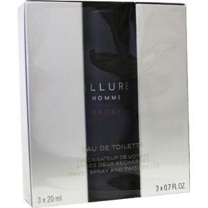 CHANEL - ALLURE HOMME SPORT TWIST AND SPRAY FLACON RECHARGEABLE 3 x 20 ml - EAU DE TOILETTE Parfum 60 ml