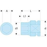 FACOM 1/2 inch Impact-steeksleutel 6Kant kort, SW 8 mm, 1 stuk, NS.8A