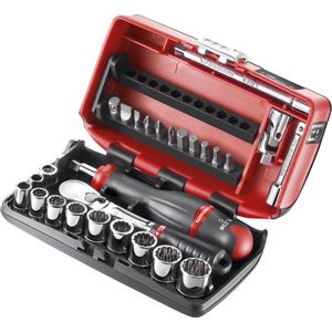 Facom compacte 1/4’’ doppenset 12 kant met ratel met stofdichte kop - RL.NANO112