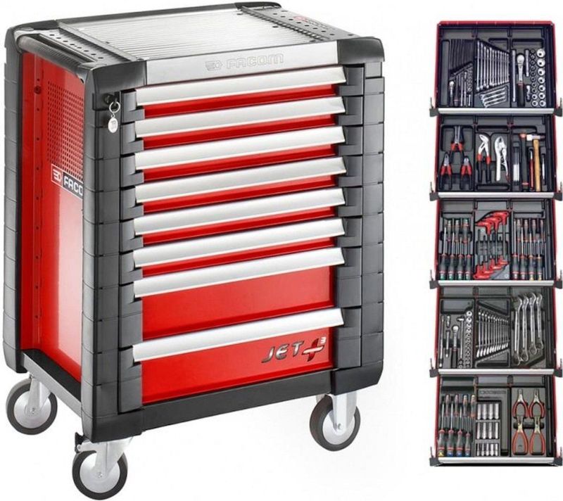Facom - JETCM175BNL - Gereedschapswagen - Rood - 8 Laden met 5 Gevulde Laden