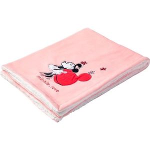 babyCalin - Disney babydeken van 2 materialen, 75 x 100 cm, Minnie roze/wit