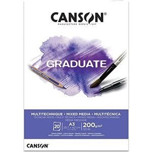 Canson Graduate Mix Media Notitieblok, A3, 20 vellen, fijn, 200 g, wit