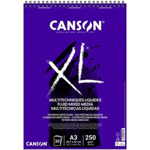 Tekenblok canson xl fluid mixed media a3 30v 250gr | 5 stuks