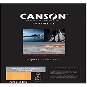 Canson Infinity BFK Rives fotopapier, A3, gestructureerd, zuiver wit, 25 vellen, 310 g
