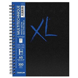 CANSON XL Art Book Spiraalboek, 68 pagina's, multifunctioneel papier, gemiddelde korrel, 14,8 x 21 cm, 300 g/m², wit