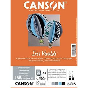 Canson Iris VivaldiA4 Pack van 25 vellen 185 g/m² - verschillende kleuren grijs
