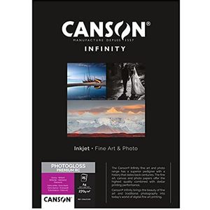 Canson Infinity PhotoGloss Premium RC 270gsm, glad hoog wit inkjetpapier, A4, doos met 25 vel