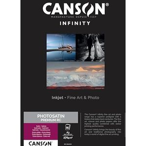 Canson Infinity Photo Satin Premium RC fotopapier, gesatineerd, 270 g, vel, A3-29,7 x 42 cm, extra wit, 25 vellen